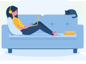 Illustration from Amazon Vine of a person on couch
