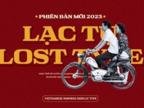 Screenshot from Lost Type home page of font letters and man/woman on motorcycle