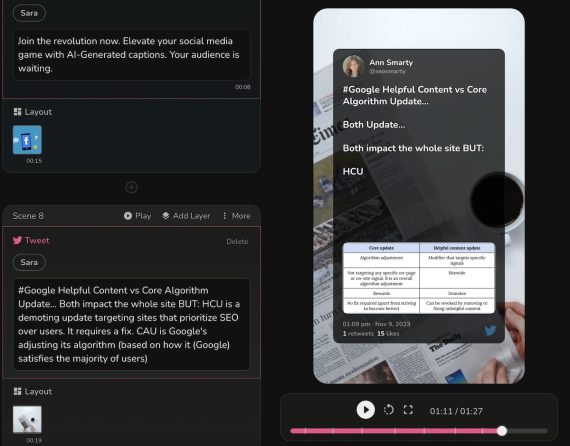 Captura de pantalla de la interfaz Fliki para crear vídeos a partir de texto
