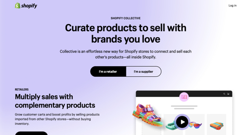 Home page of Shopify Collective