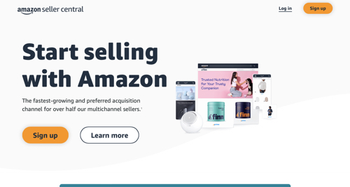 Web page of Amazon Seller Central