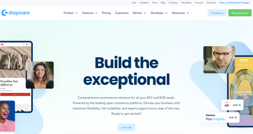Home page of Shopware