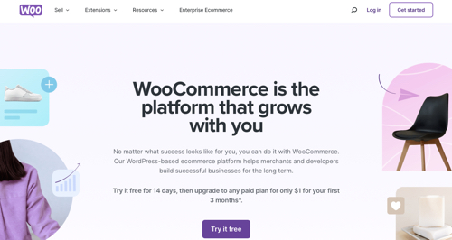 Home page of WooCommerce