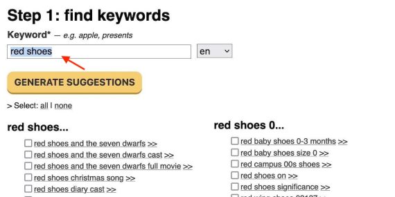 Screenshot for keywords from the query "red shoes"