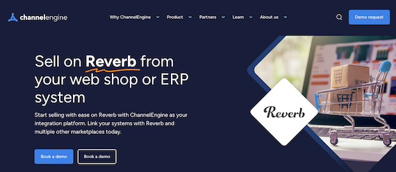 Web page of ChannelEngine showing Reverb logo