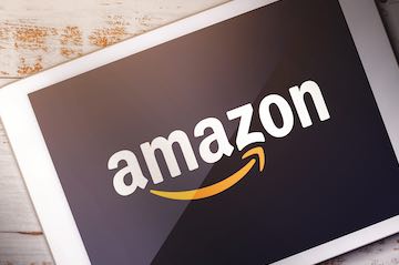 Amazon logo on a tablet screen
