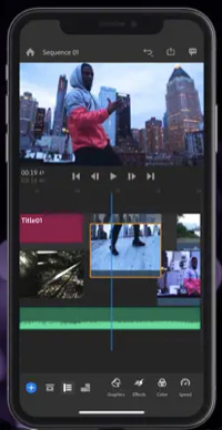 Adobe Premiere Rush example video on a smartphone