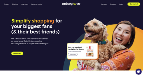 Home page of Ordergroove