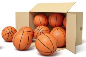 Photos of basketballs in a box