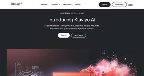 Page Web sur Klaviyo annonçant Klaviyo AI
