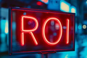 Photo of "ROI" on a neon sign
