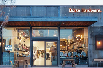 Photo of front of Boise Hardware, in Idaho