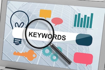 Illustration of a keyword concept on a laptop screen