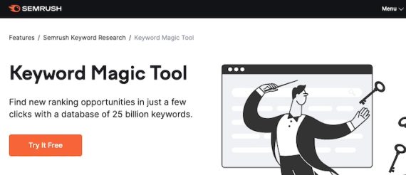 Web page for Semrush Keyword Magic Tool