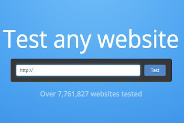 Screenshot from Nibbler's home page reading "Test any website"