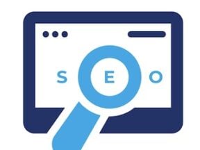 Illustration of a magnifying glass over a computer screen with letter S E O
