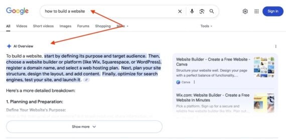 AI Overview for "how to build a website" AI Overview for "how to build a website"
