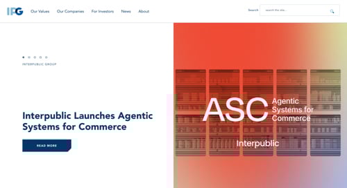 Web page from Interpublic announcing its agentic systems for commerce