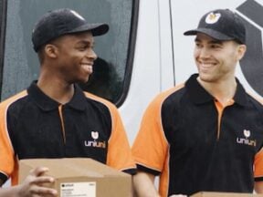 Image from UniUni of two male delivery drivers