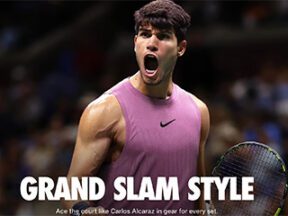 Nike image of Carlos Alcaraz with text, "Grand Slam Style."