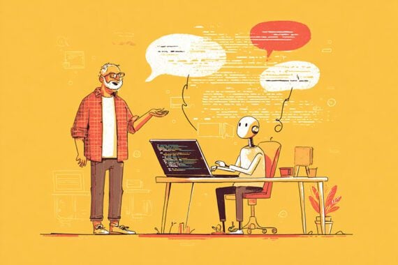 AI generated cartoon sketch of a male instructing a machine AI generated cartoon sketch of a male instructing a machine