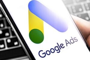 Google Ads logo on a smartphone screen