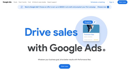 Home page of Google Ads