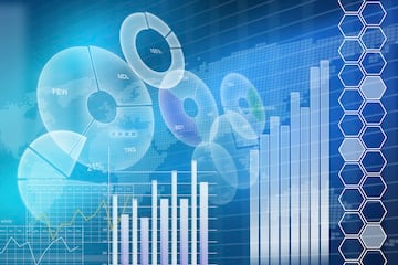 Illustration of a rising graph next to digital concepts