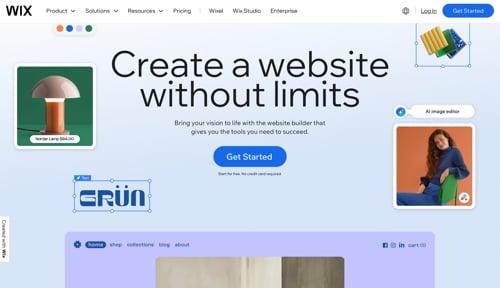 Home page of Wix
