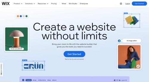Home page of Wix