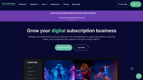 Home page of Cleeng