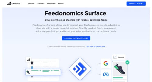 Home page of Feedonomics Surface