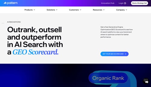 Web page for Pattern's GEO scorecard