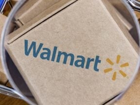 Walmart logo on a shipping box