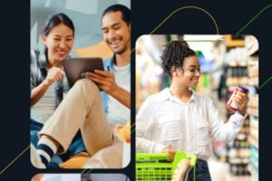 Image from Syndigo of two females and a male while shopping