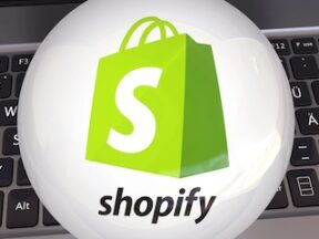 Shopify logo on a keyboard