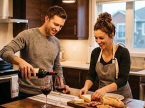 Male and female in a kitchen preparing a meal