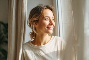 AI image of a female in the morning sunlight