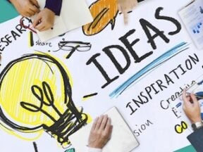 Illustration of employees collaborating at a table