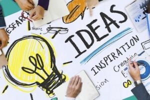 Illustration of employees collaborating at a table