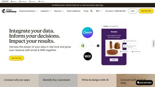 Home page of Intuit Mailchimp