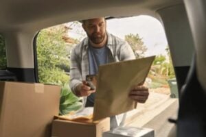 Image from Veho of a male delivering a parcel