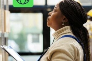 Image from Metapack of a female worker in a warehouse