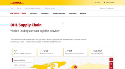 Web page of DHL Supply Chain