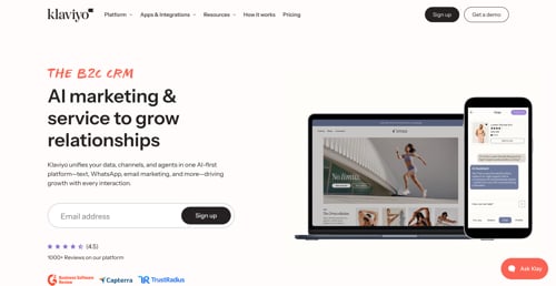 Home page of Klaviyo Home page of Klaviyo