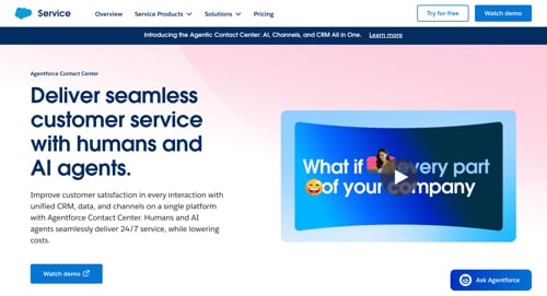 Web page for Salesforce Agentforce Contact Center