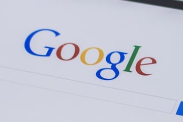 Google search box and logo on a tablet