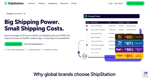 Home page of ShipStation