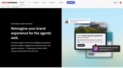 Home page of Adobe for Business