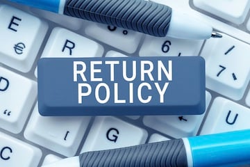 Illustration of "Return Policy" text on a keyboard